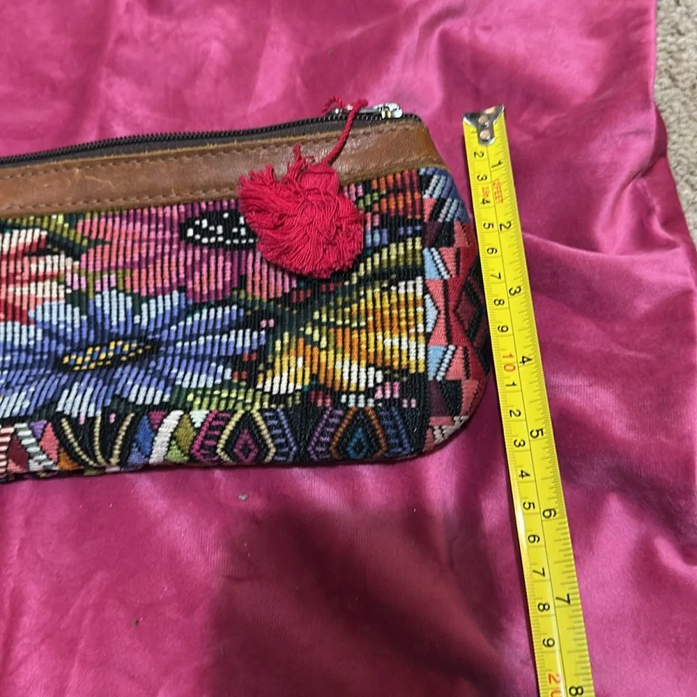 HANDMADE LEATHER and needle point bag